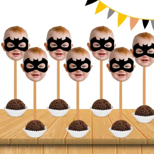 Toppers Batman com Sua Foto para Docinhos com Rostinho