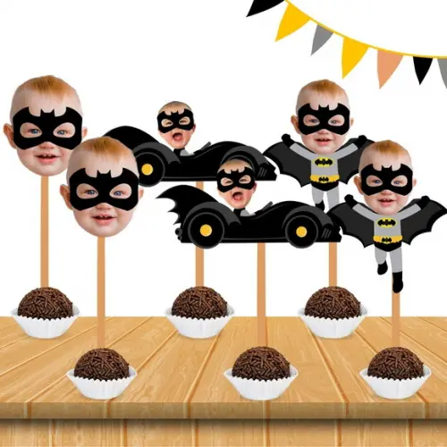 Toppers Batman com Sua Foto para Docinhos com Rostinho