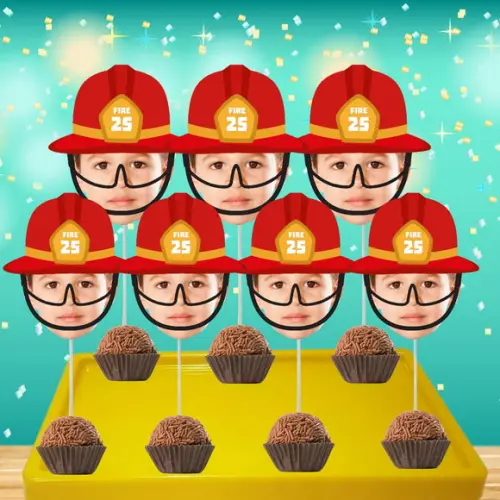 Toppers Bombeiros para Doces e Cupcakes