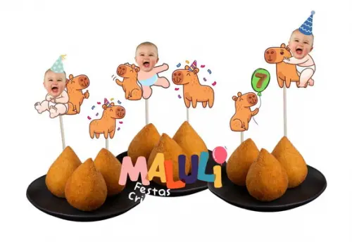 Toppers Capivara com Rostinho para Aniversário e Mesversário