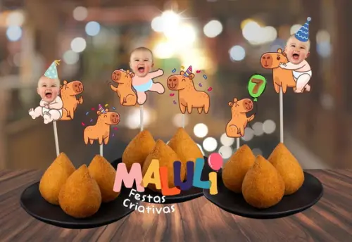 Toppers Capivara com Rostinho para Aniversário e Mesversário