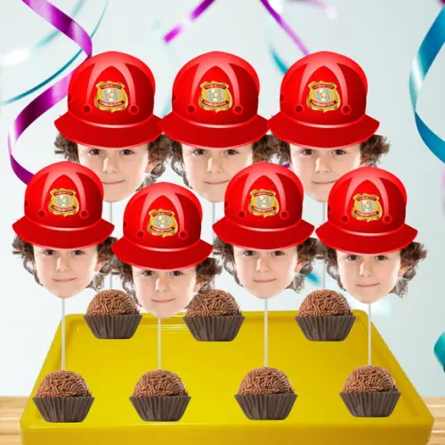 Toppers Bombeiros para Doces e Cupcakes