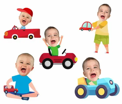 Toppers Carrinho com Foto para Doces, Cupcakes e Salgados..