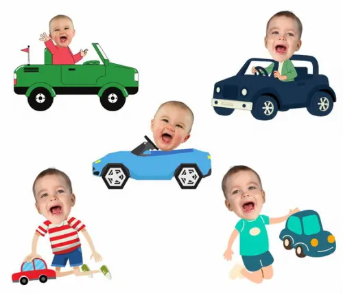 Toppers Carrinho com Foto para Doces, Cupcakes e Salgados..