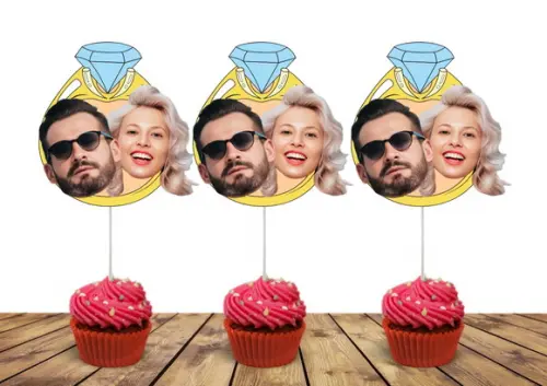 Toppers com Foto do Casal para Despedida de Solteira Chá Bar