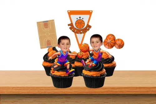Toppers Doces de Basquete com Foto do Rostinho