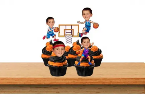 Toppers Doces de Basquete com Foto do Rostinho