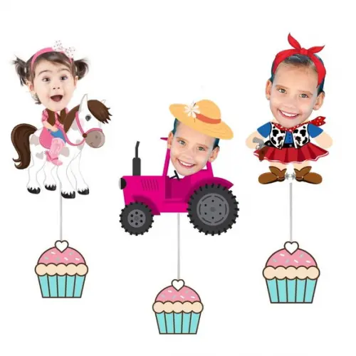 Toppers Fazendinha Menina com Foto - 10 Modelos Diferentes