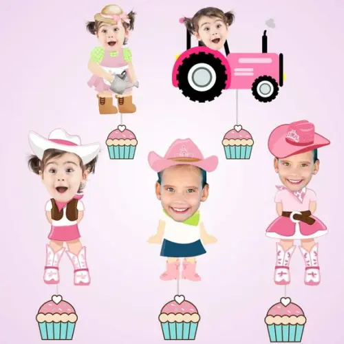 Toppers Fazendinha Menina com Foto - 10 Modelos Diferentes