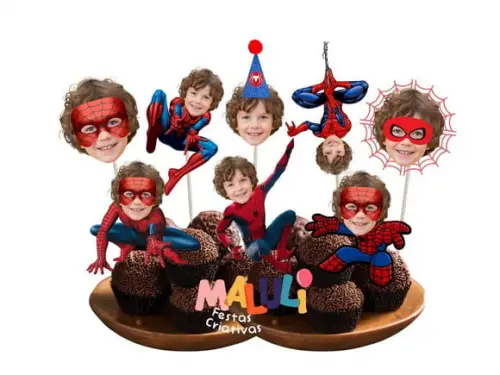 Toppers Homem Aranha com Sua Foto para Docinhos