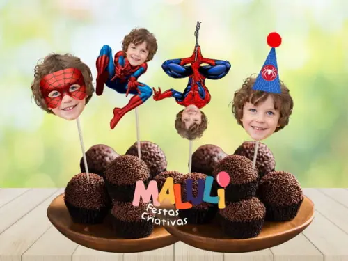 Toppers Homem Aranha com Sua Foto para Docinhos