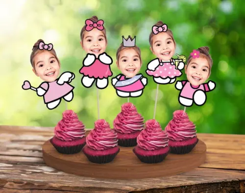 Toppers Hello Kitty com Sua Foto para Docinhos