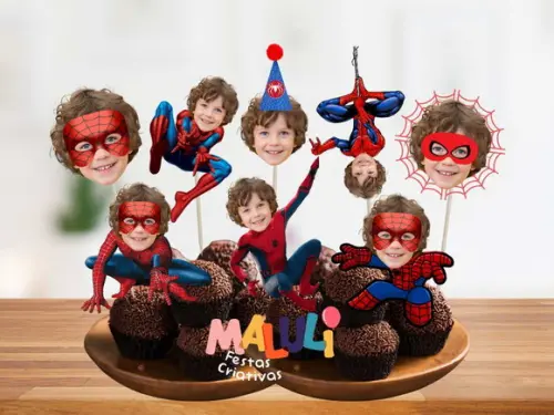 Toppers Homem Aranha com Sua Foto para Docinhos