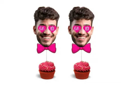 Toppers Noivo com Foto e Nome da Noiva para Chá Lingerie
