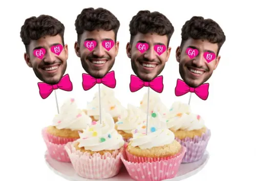 Toppers Noivo com Foto e Nome da Noiva para Chá Lingerie