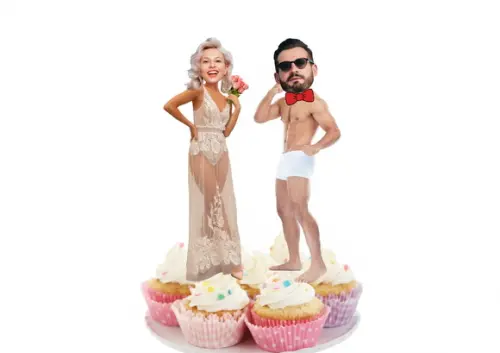 Toppers Noivo e Noiva com Foto para Decoração dos Doces,