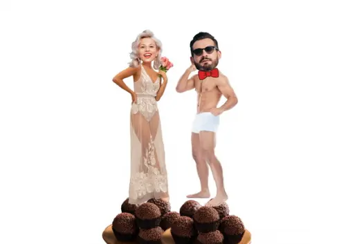 Toppers Noivo e Noiva com Foto para Decoração dos Doces,