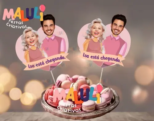 Toppers para Chá de Bebê Tags Chá Revelação com Fotos Menina