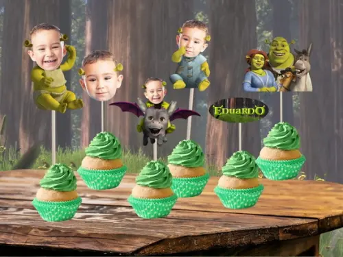 Toppers Shrek com Sua Foto para Docinhos, Cupacakes e Salgad