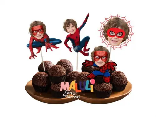 Toppers Tag Homem Aranha com Sua Foto para Doces