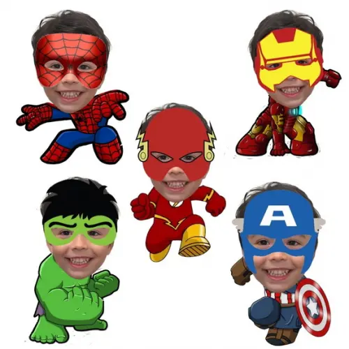 Toppers Super-heróis com Foto para Docinhos, Petiscos e Cupc