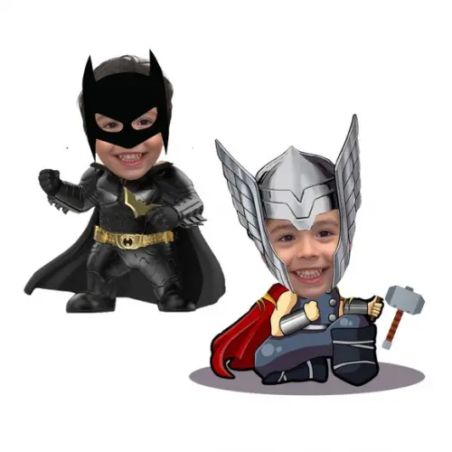 Toppers Super-heróis com Foto para Docinhos, Petiscos e Cupc