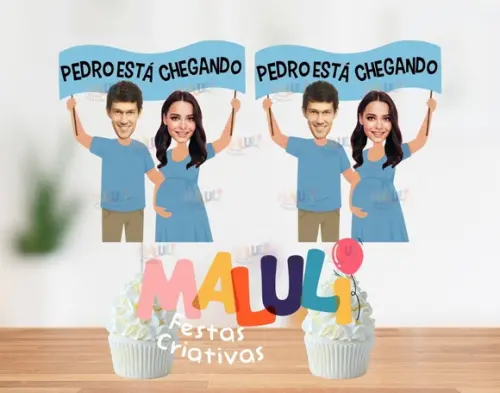 Toppers Tags Doces para Chá de Bebê Menino com Fotos + Nome