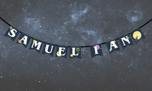 Varal Bandeirola com Nome Astronauta Espaço Galaxia