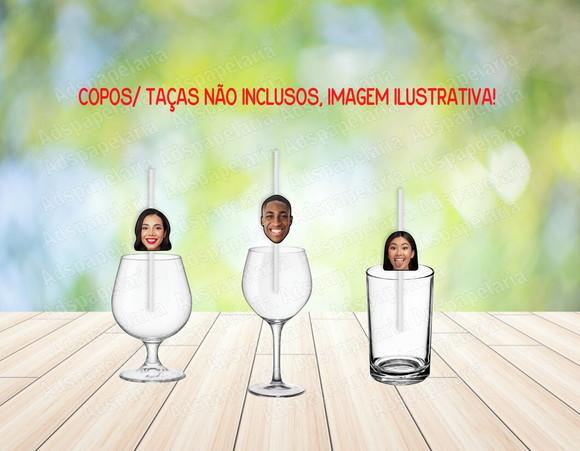 Canudos de Papel com Foto do Rosto Casamento Formatura