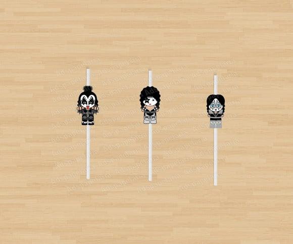 Canudos de Papel Temáticos - Kiss - festa rock - festa rock and 