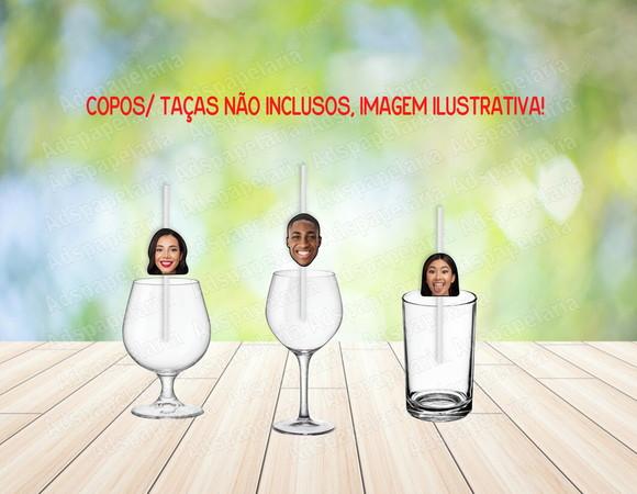 Canudos de Papel com Foto do Rosto - Casamento - Formatura