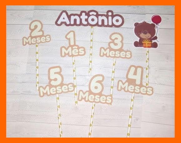 Kit Mesversario Topper/topo de Bolo - Ursinho