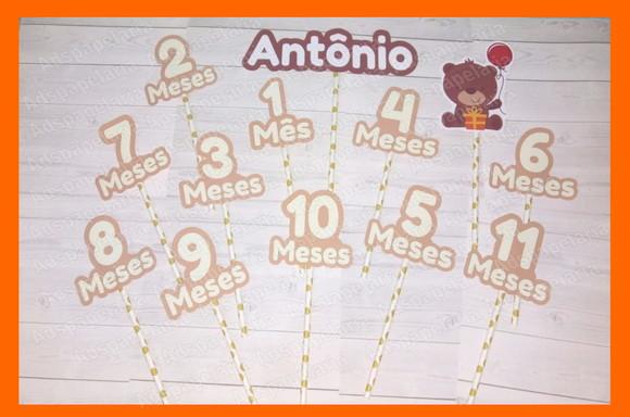 Kit Mesversario Topper/topo de Bolo - Ursinho