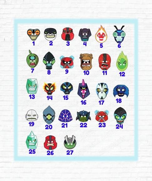 Máscaras de Papel Aliens do Ben 10
