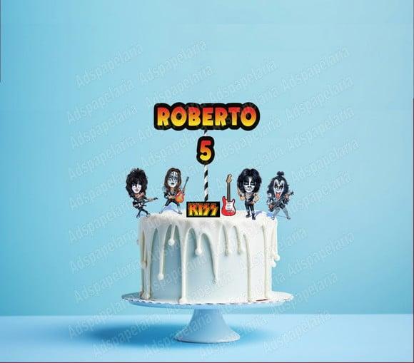 Topo de Bolo Banda Kiss - Festa Rock