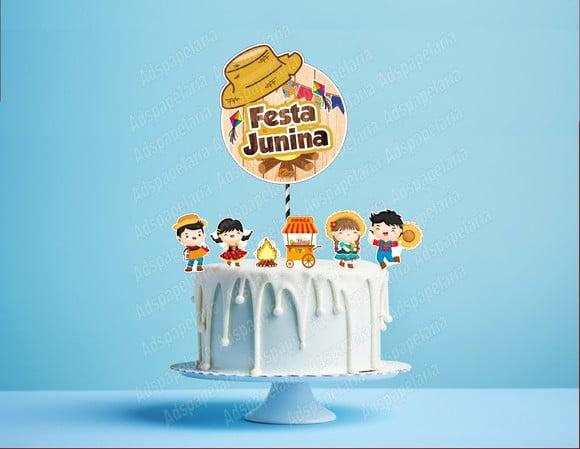 Topo de Bolo Arraial Festa Junina e Junina - Topper de Bolo