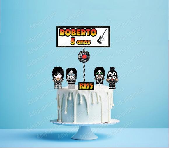 Topo de Bolo Kiss - Festa Rock