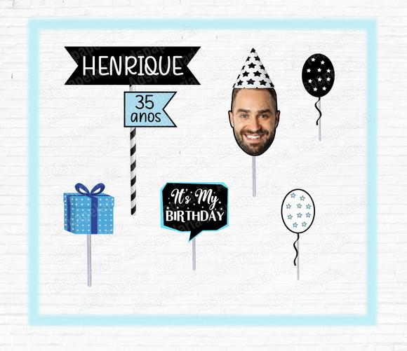 Topo de Bolo Topper Rostinho Masculino Festa Personalizada - topo