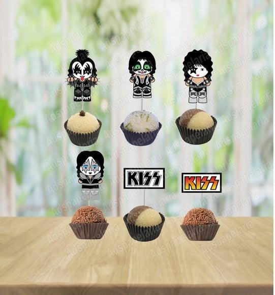 Topper para Doce e cupcake Banda Kiss  - festa rock