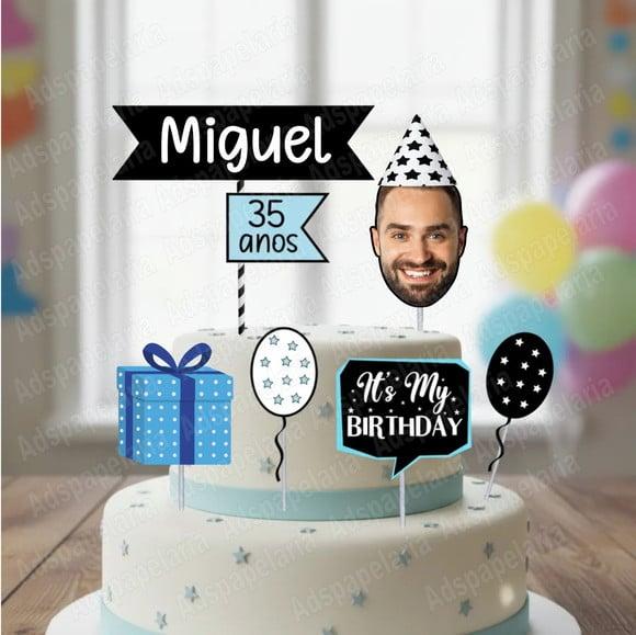 Topo de Bolo Topper Rostinho Masculino Festa Personalizada - topo