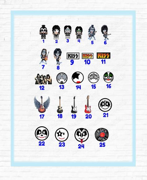Topper para Doce e cupcake Banda Kiss  - festa rock