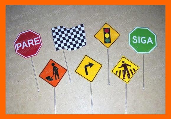 Topper para doce e cupcake - Carros - Sinais de Transito