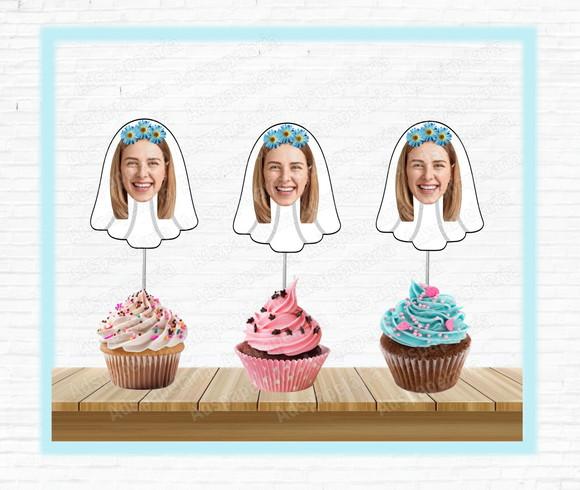 Toppers para Despedida de Solteira com Foto Flor Azul