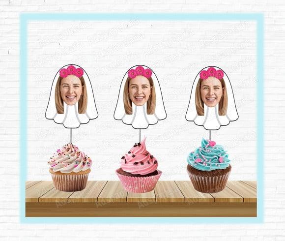 Toppers para Despedida de Solteira com Foto Flor Pink