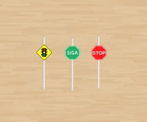 Canudo de Papel com aplique de papel - Sinal de Transito