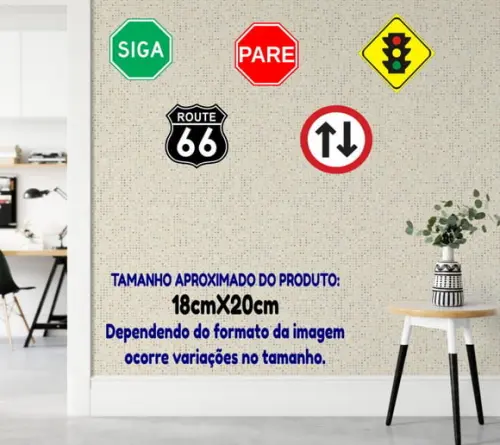 Placas Decorativas Adesivas - Sinais de Transito
