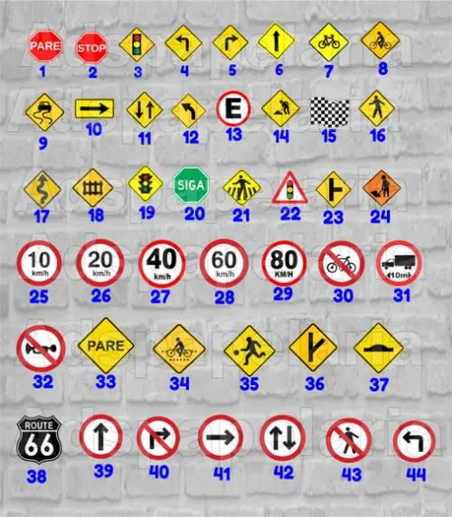 Placas Decorativas Adesivas - Sinais de Transito