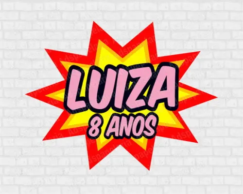 Placas Decorativas - Onomatopéia com Nome - painel herois - fest