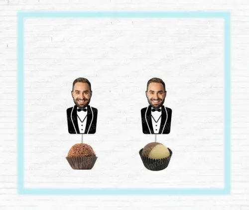 Topper - tag para Docinhos Noivo com Foto de Terno