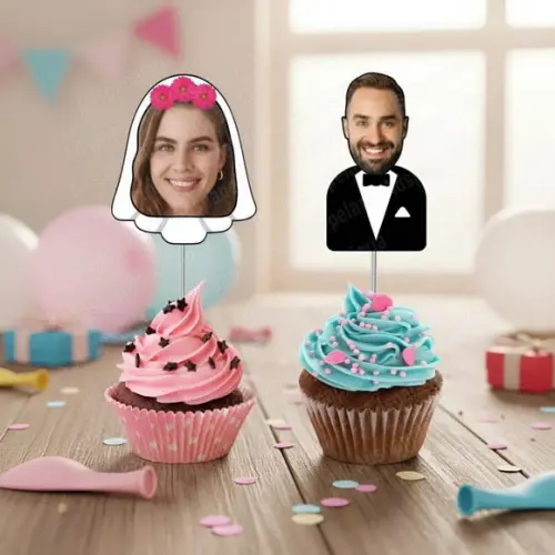 Topper com Foto para Docinhos Noivo e Noiva